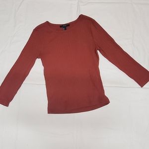 Ribbed Rust Color 3/4 Sleeve Tee